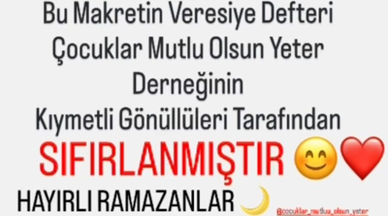 Çocuklar Mutlu Olsun Derneği’nden Zimem Defteri Uygulaması